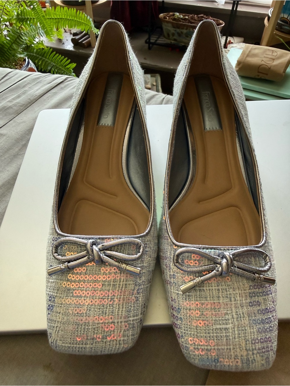 Franco Sarto 
Iridescent Sequin Tweed Ballet Flats
